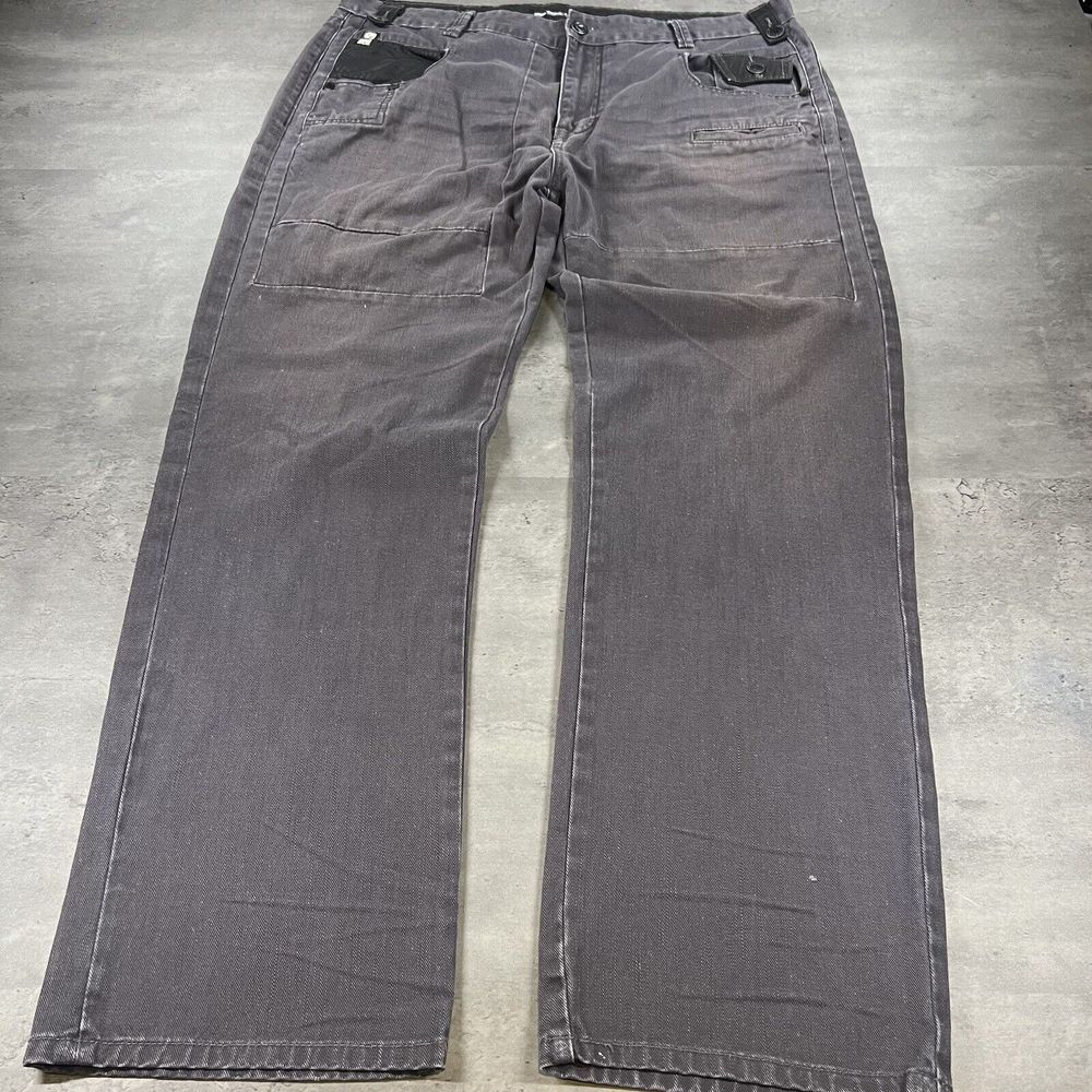 Ecko Unltd Jeans Men 38x32 Gray Black Baggy Faded Skate Embroidered Punk Y2K Alt